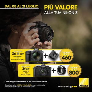 NIKON PROMO "PIU' VALORE" Z6 III - Zf    Valida fino al 28 Luglio