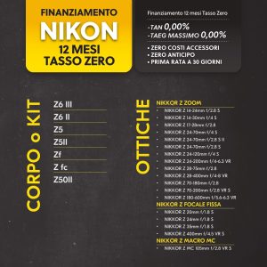 NIKON FINANZIAMENTO A TASSO ZERO